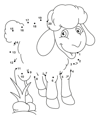 Fluffy Sheep Dot to Dot Worksheet